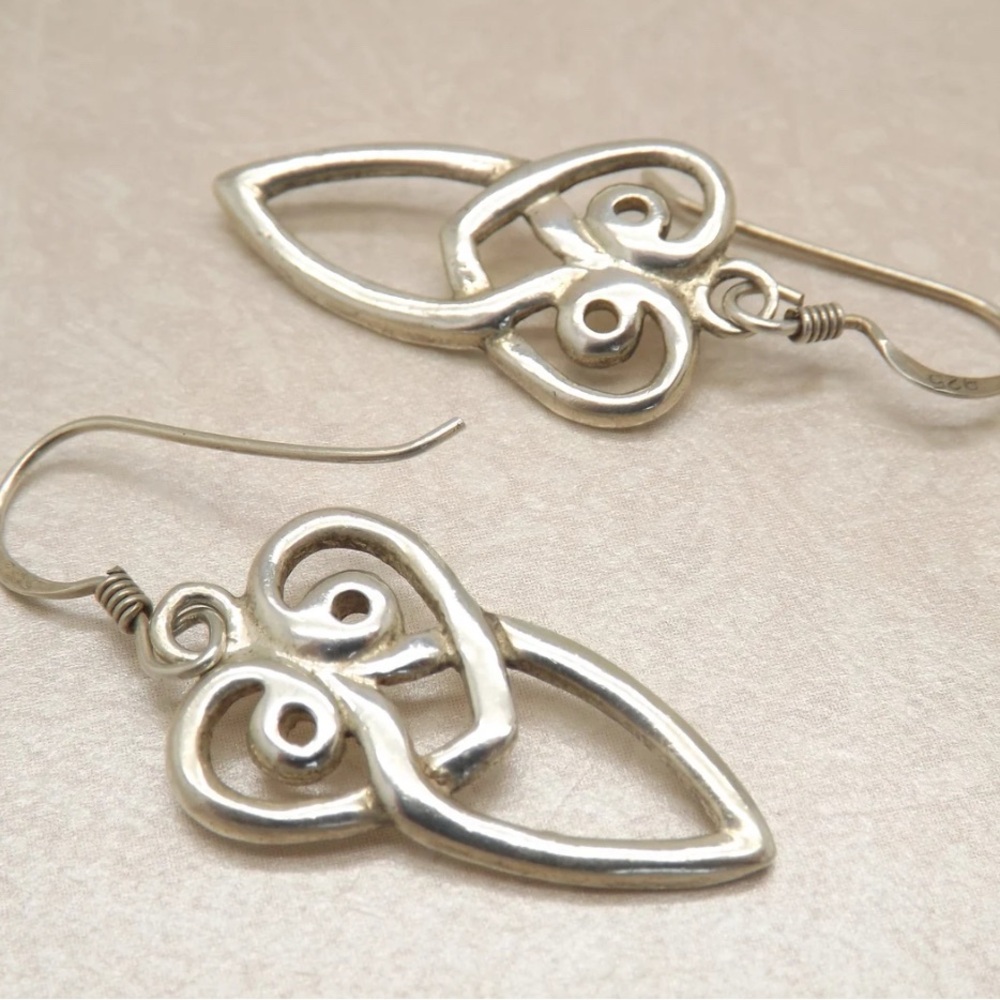 Arts and Crafts style 925 silver dangle drop vintage  pierced